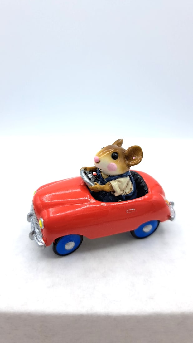 Wff M-270 Pedal Pusher Mouse In Red Car With Blue Wheels - 2