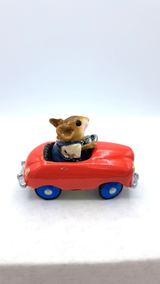 Wff M-270 Pedal Pusher Mouse In Red Car With Blue Wheels - 4