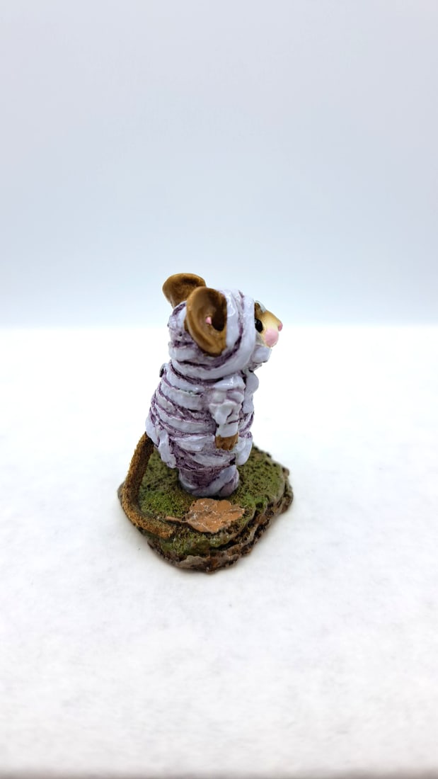 Wee Forest Folk M-194 The Mummy Mouse Figurine With Black Jack-o-lantern - 3