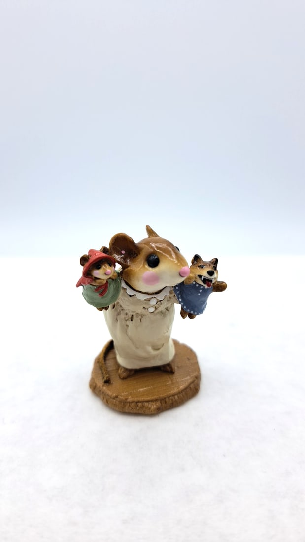 Wee Forest Folk M-247 Puppet Play Mouse Figurine With Little Red Riding Hood & Wolf Puppets - 2