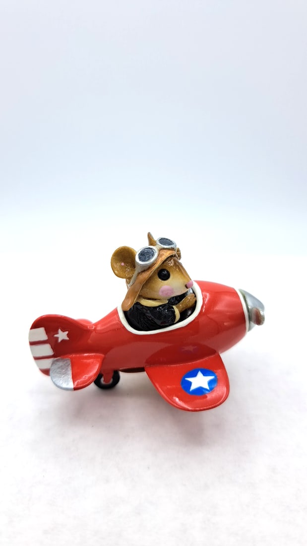 Wff M-309 Pedal Plane Mouse In Red Airplane Figurine - 2
