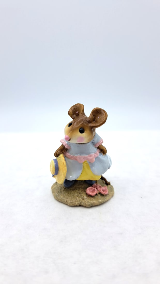 Wff M-255 Hattie Mouse Figurine Blue Dress Pink Bow - 2
