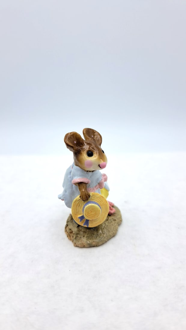 Wff M-255 Hattie Mouse Figurine Blue Dress Pink Bow - 3