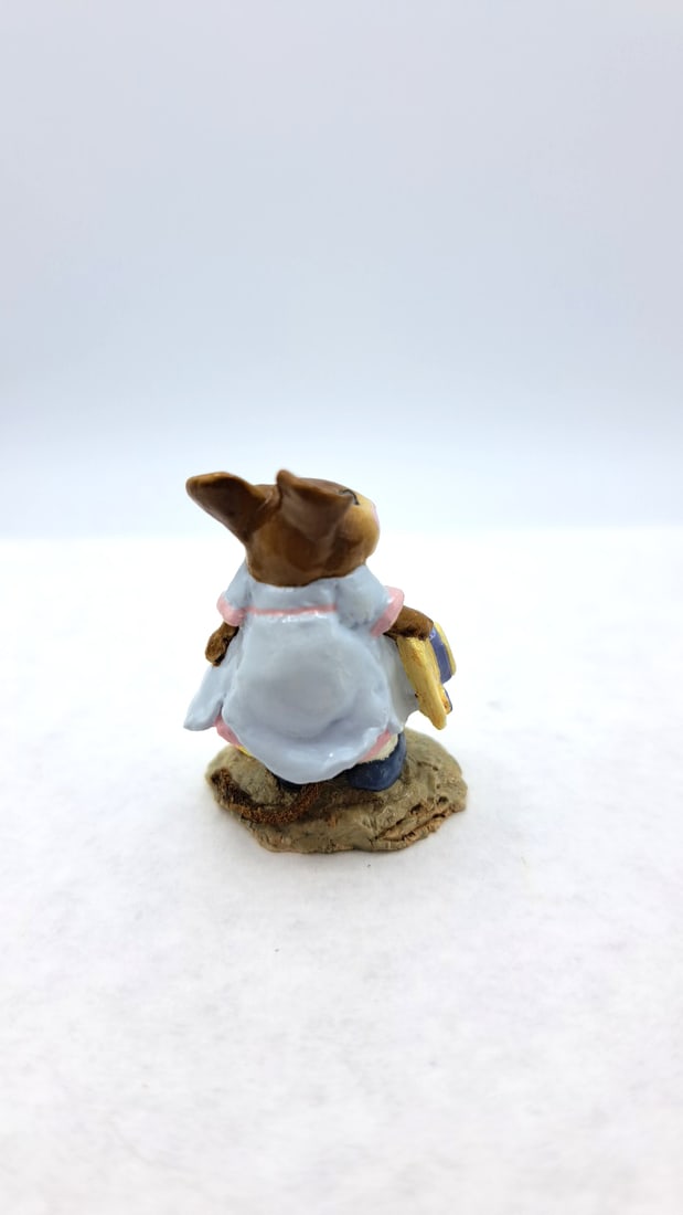 Wff M-255 Hattie Mouse Figurine Blue Dress Pink Bow - 4