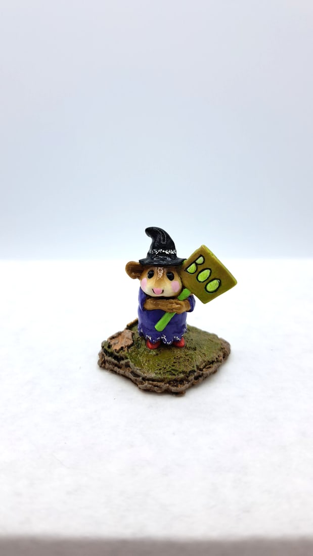 Wff M-214 Little Boo-boo Mouse Witch Figurine Purple Dress Boo Sign - 5