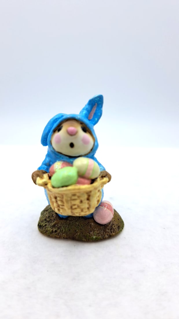 Wff M-082 Easter Bunny Mouse Blue Bunny Suit Basket Eggs - 2