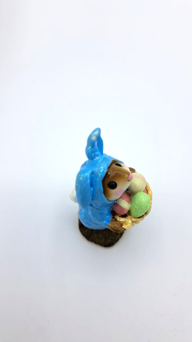 Wff M-082 Easter Bunny Mouse Blue Bunny Suit Basket Eggs - 6