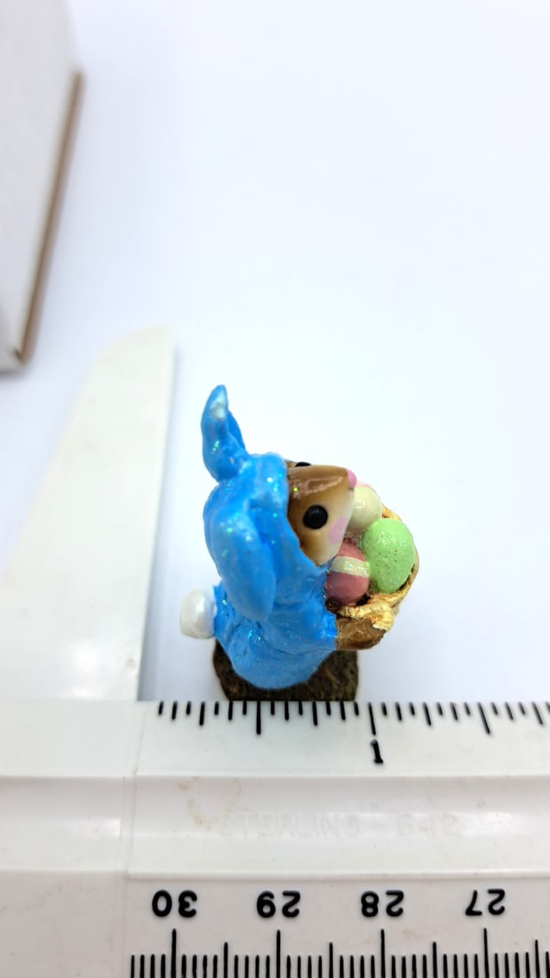 Wff M-082 Easter Bunny Mouse Blue Bunny Suit Basket Eggs - 8