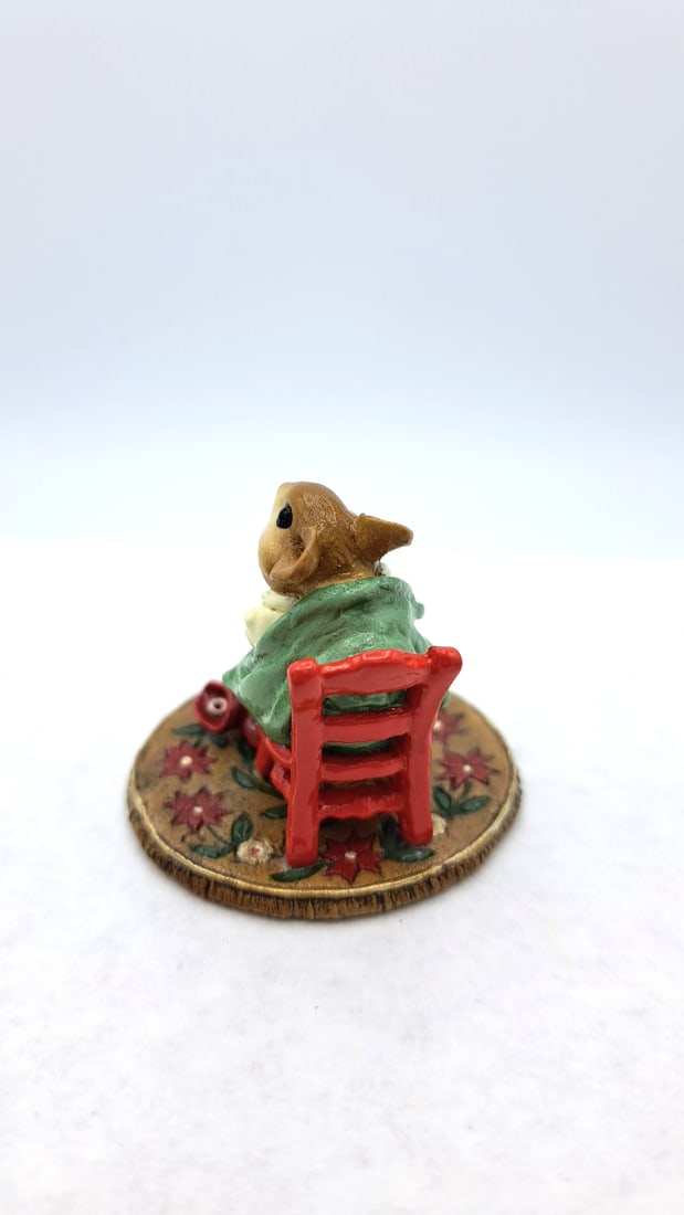 Wee Forest Folk M-269 Hot Cocoa! Mouse Figurine Green Blanket Red Mug Ltd Ed 2002 - 5