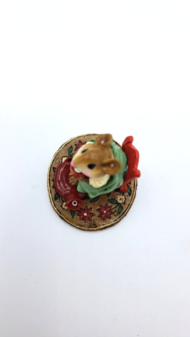 Wee Forest Folk M-269 Hot Cocoa! Mouse Figurine Green Blanket Red Mug Ltd Ed 2002 - 6