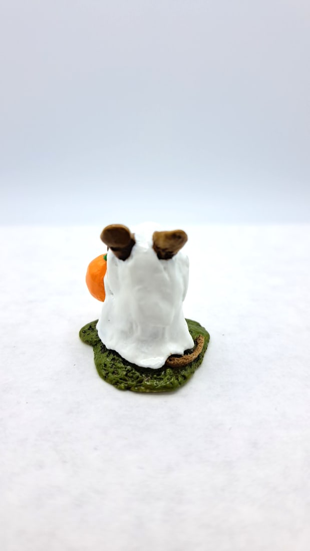 Wff M-062 Little Ghost Mouse Halloween Figurine With Pumpkin - 4