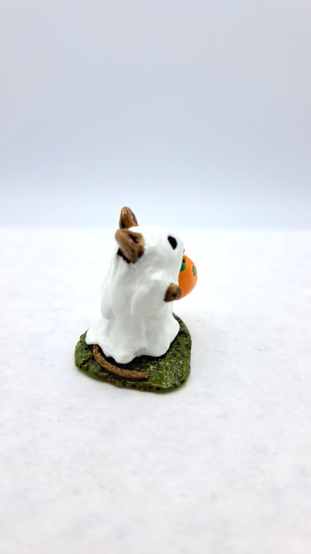 Wff M-062 Little Ghost Mouse Halloween Figurine With Pumpkin - 5