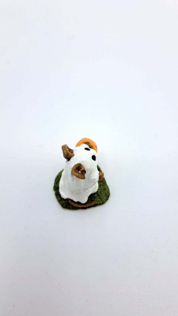 Wff M-062 Little Ghost Mouse Halloween Figurine With Pumpkin - 6