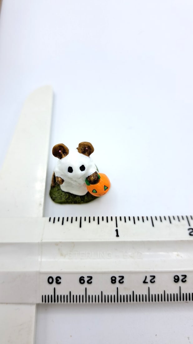Wff M-062 Little Ghost Mouse Halloween Figurine With Pumpkin - 8