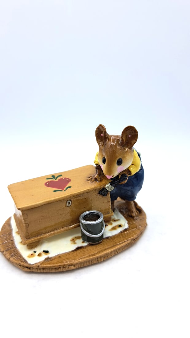 Wff M-266 Brushing Up Mouse Figurine, Blue Overalls Brown Trunk - 2