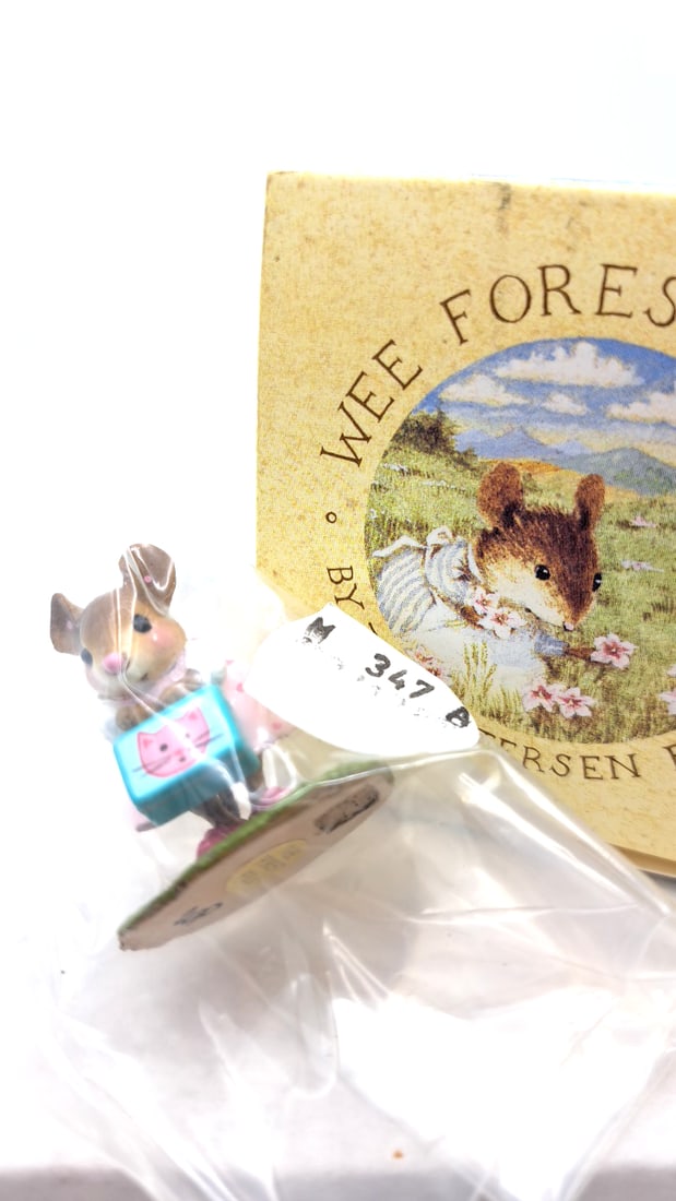 Wff M-347a Her New Lunchbox Mouse Figurine Pink Dress Aqua Lunchbox - 2