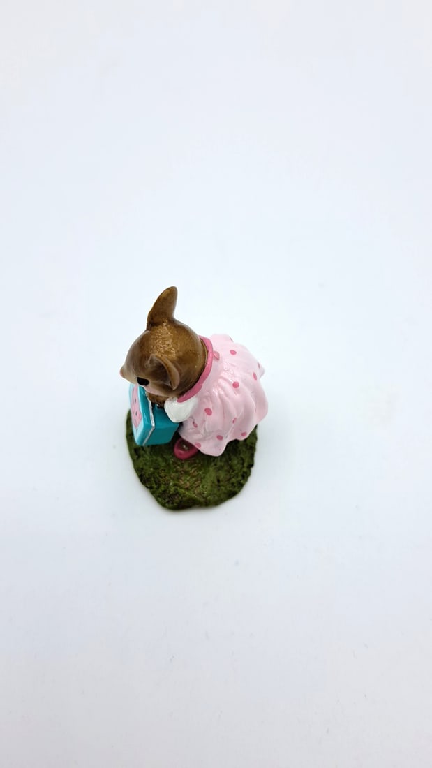 Wff M-347a Her New Lunchbox Mouse Figurine Pink Dress Aqua Lunchbox - 6