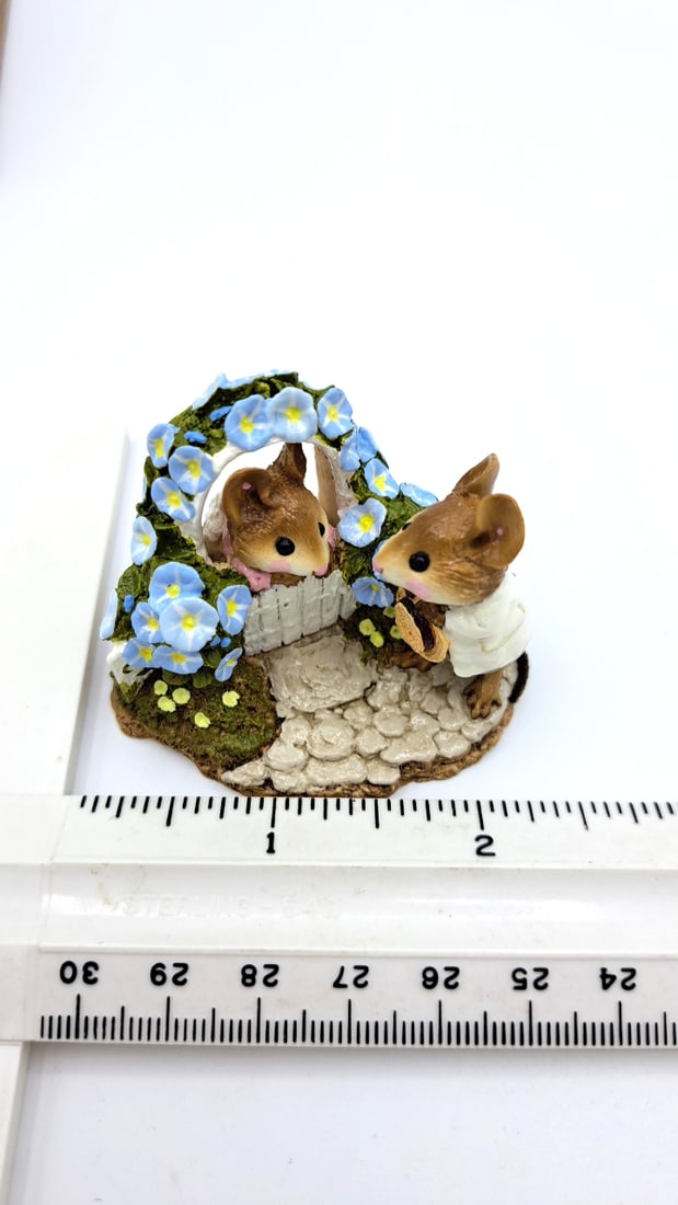Wff Fs-03 Mousie Comes A Calling Mouse Figurine Blue Flower Arch - 7