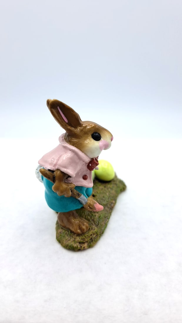 Wff B-14 Busy Bunny Figurine Pink Jacket Aqua Pants Easter Eggs Box - 3