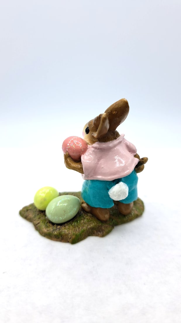 Wff B-14 Busy Bunny Figurine Pink Jacket Aqua Pants Easter Eggs Box - 4