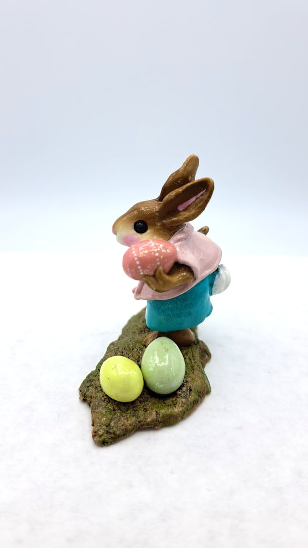 Wff B-14 Busy Bunny Figurine Pink Jacket Aqua Pants Easter Eggs Box - 5