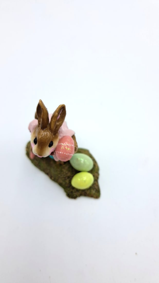 Wff B-14 Busy Bunny Figurine Pink Jacket Aqua Pants Easter Eggs Box - 8