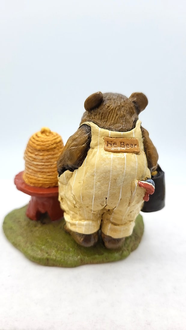 Wff Bb-11 Honey Bear Figurine Tan Overalls Beehive Bee Honey Bucket - 3