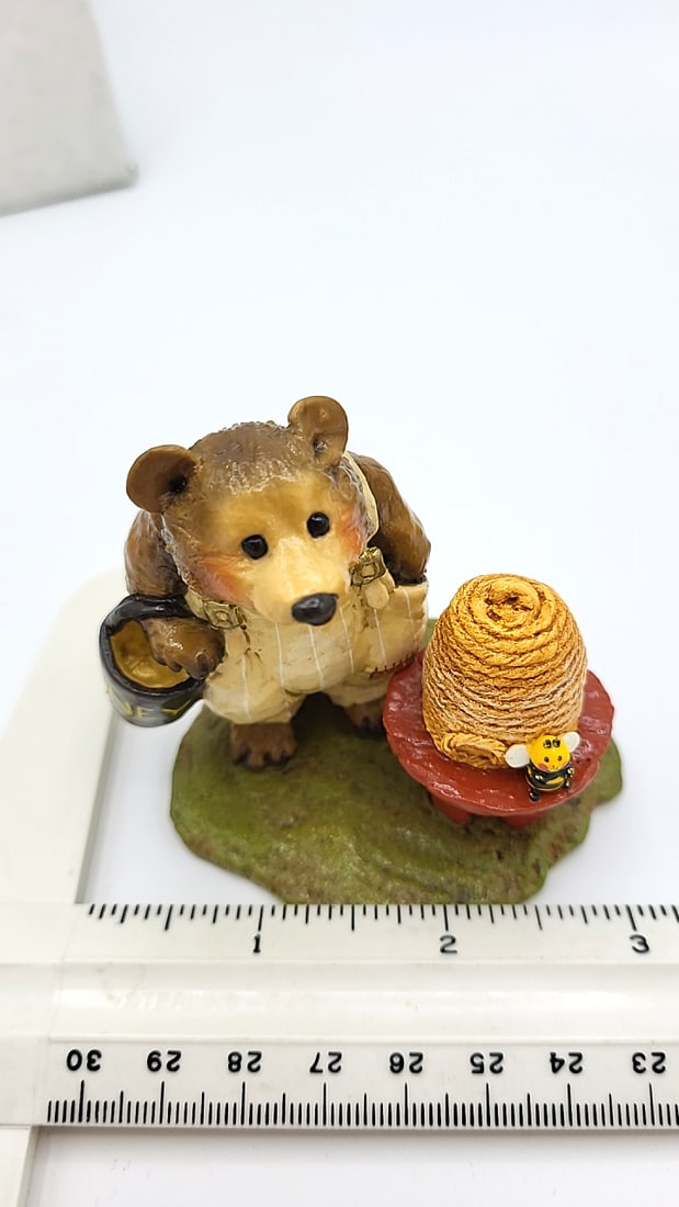 Wff Bb-11 Honey Bear Figurine Tan Overalls Beehive Bee Honey Bucket - 8