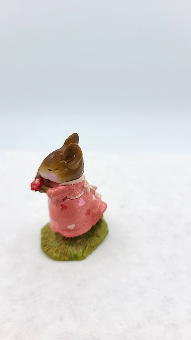 Wff M-263 Loves Me... Mouse Figurine Pink Dress Red Flower Ltd Ed - 2