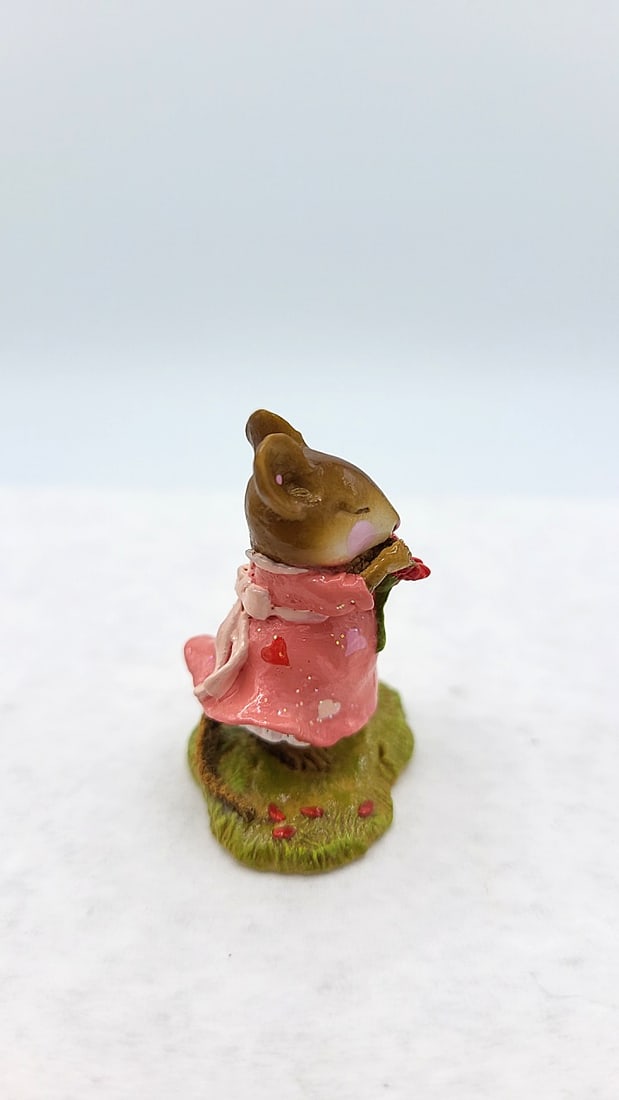 Wff M-263 Loves Me... Mouse Figurine Pink Dress Red Flower Ltd Ed - 3