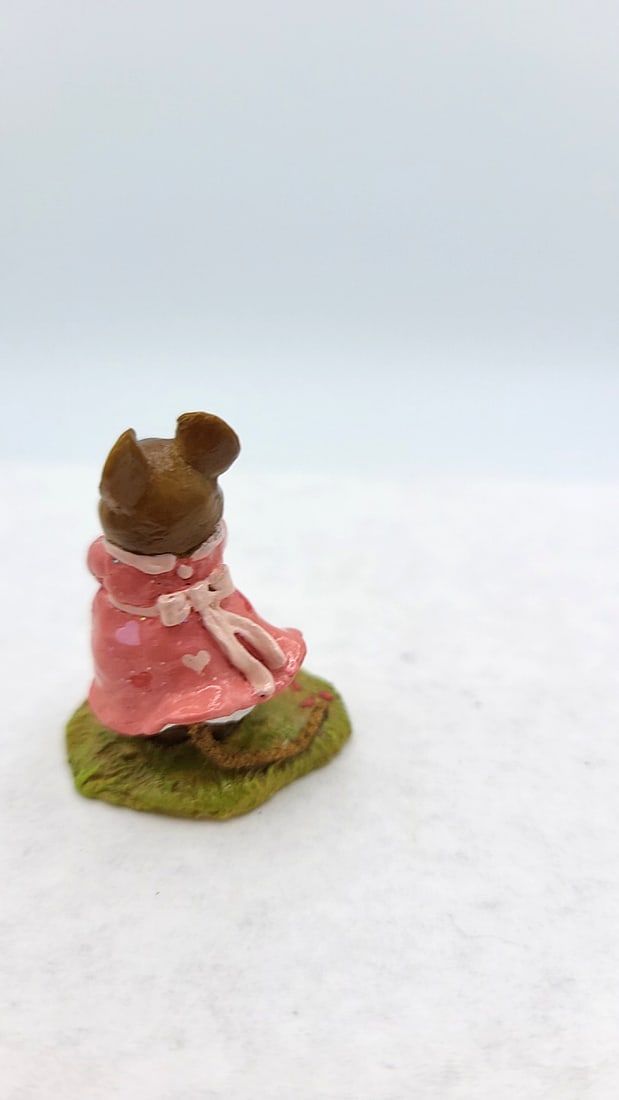 Wff M-263 Loves Me... Mouse Figurine Pink Dress Red Flower Ltd Ed - 4
