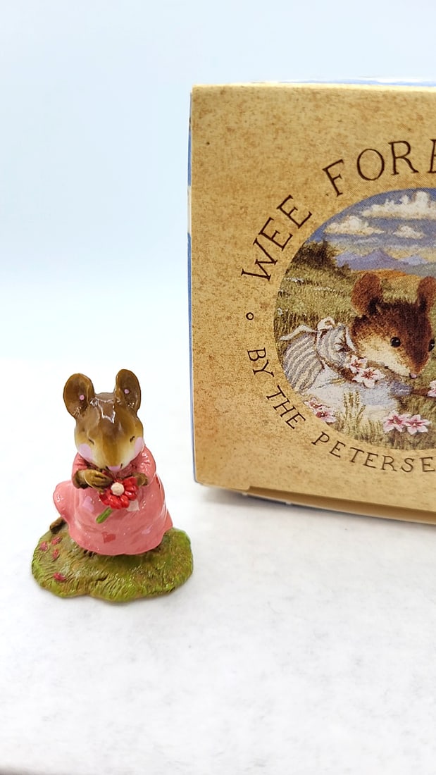 Wff M-263 Loves Me... Mouse Figurine Pink Dress Red Flower Ltd Ed - 5