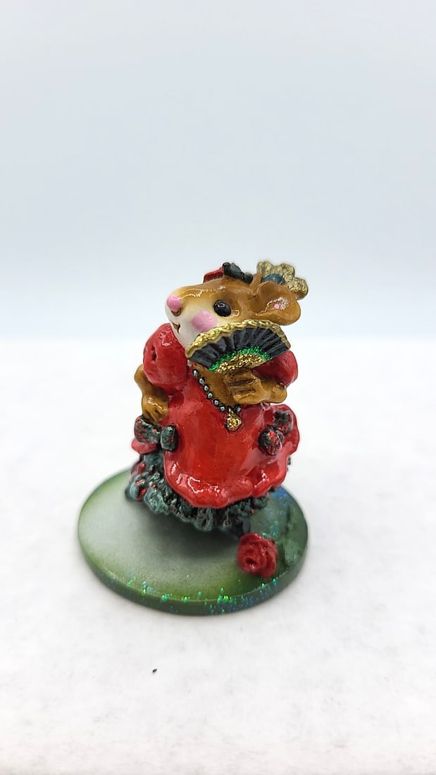 Wff M-258 Carmen Mouse Figurine Red Dress Green Fan Red Rose - 2