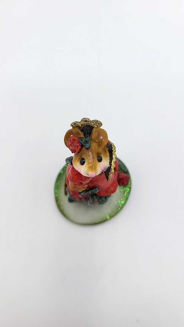Wff M-258 Carmen Mouse Figurine Red Dress Green Fan Red Rose - 6