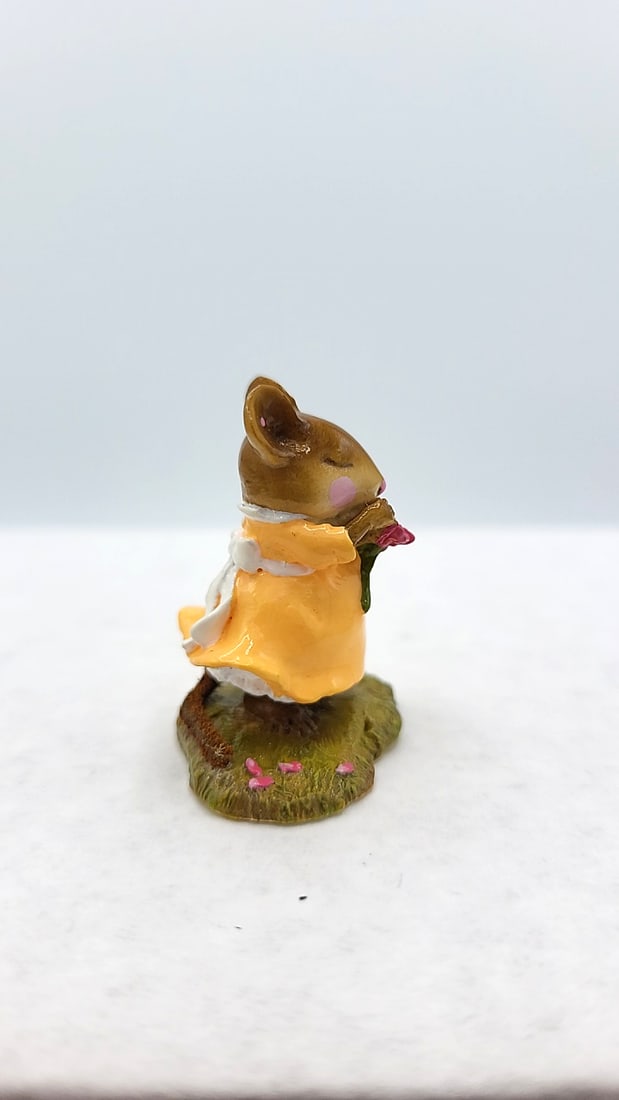 Wff M-233 Loves Me Mouse Figurine Peach Dress Pink Flower - 2