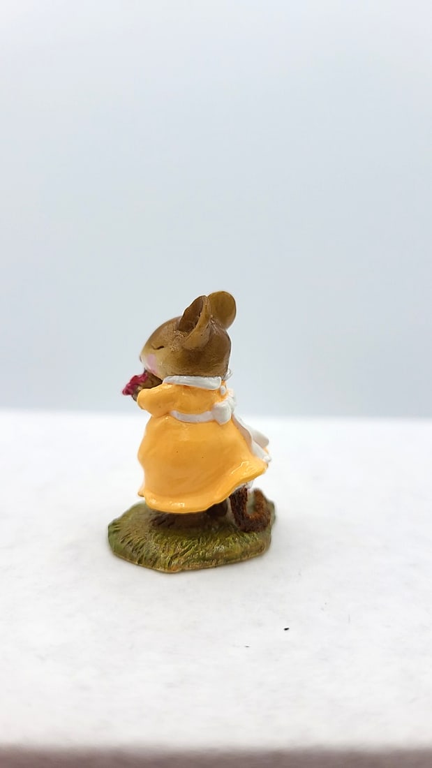 Wff M-233 Loves Me Mouse Figurine Peach Dress Pink Flower - 4