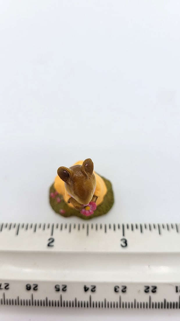 Wff M-233 Loves Me Mouse Figurine Peach Dress Pink Flower - 7