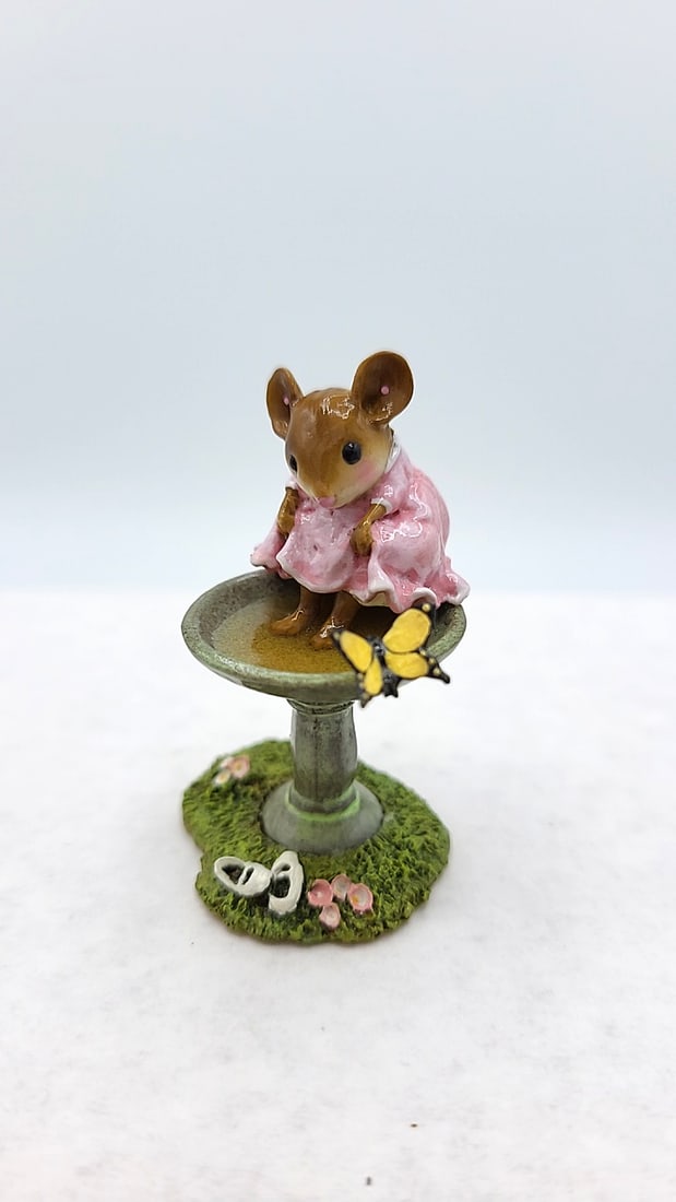 Wff M-394 Garden Spa Mouse Figurine Pink Dress Yellow Butterfly (1 of 9)