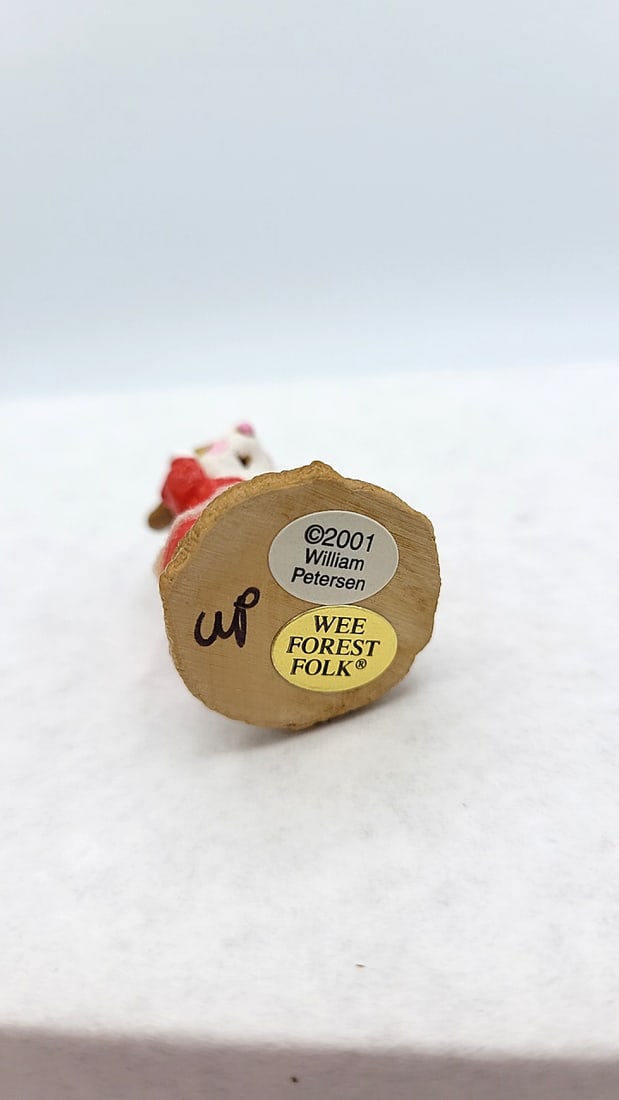 Wff M-276 No Peeking Mouse Figurine Red Dress With Fur Trim - 2