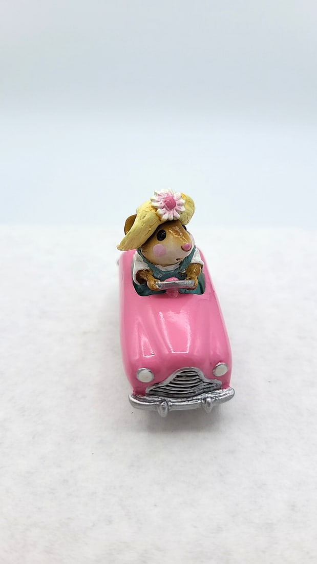Wff M-270a Pedal Pusher Girl Mouse In Pink Car With Straw Hat - 3