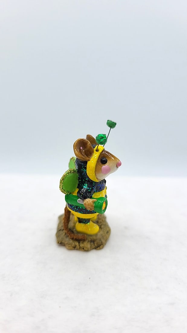Wff M-252 Bee-dazzled Mouse Figurine Green Flashlight Large Flat Antenna - 2