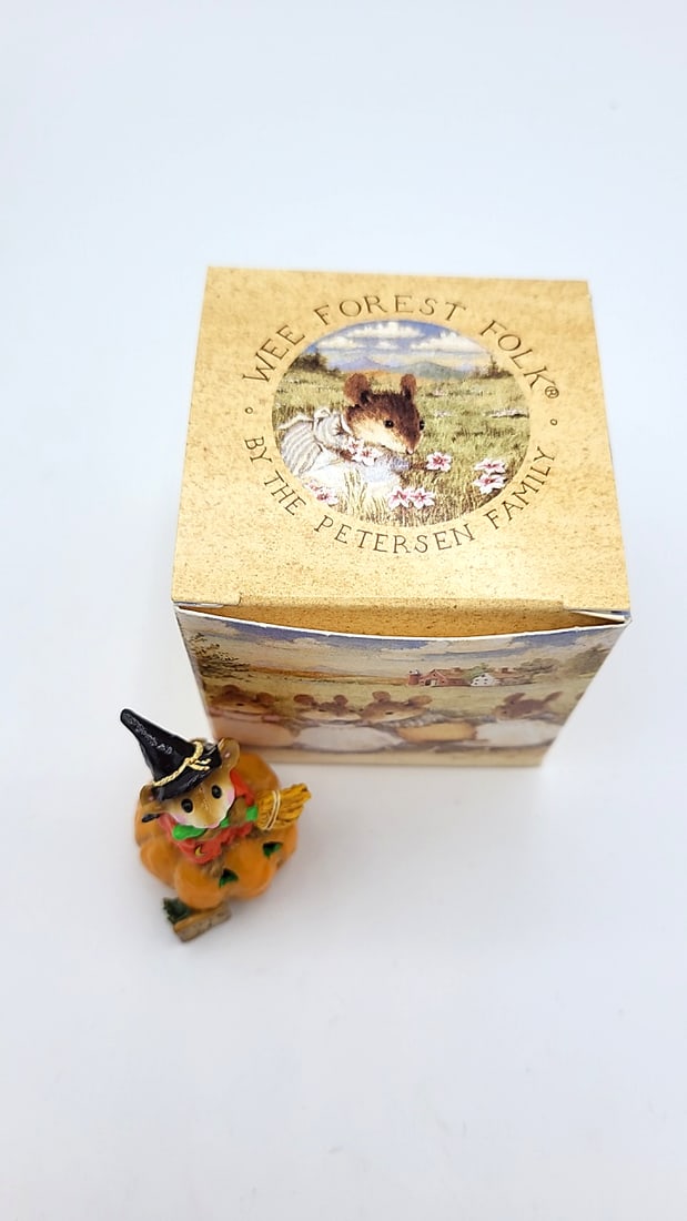 Wee Forest Folk 1995 Donna Petersen Mouse Witch On Pumpkin Rides 5 Figurine - 7