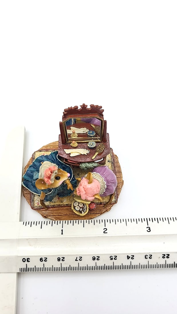 Wff Ltd-10 A Stitch In Time 2006 Teal Dress Mouse Figurine - 2