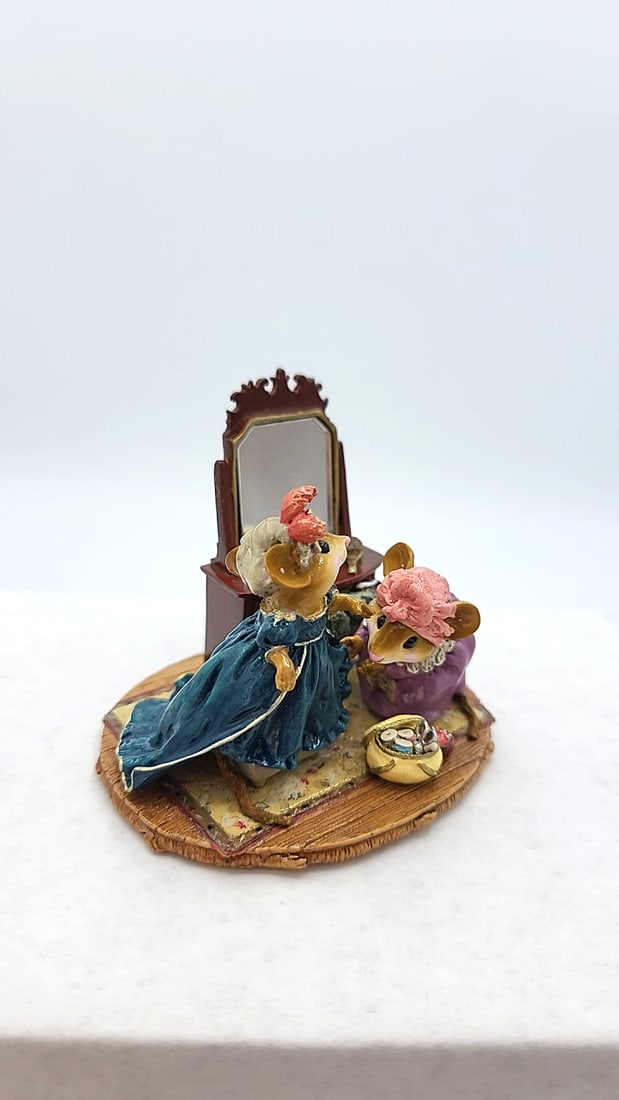 Wff Ltd-10 A Stitch In Time 2006 Teal Dress Mouse Figurine - 4