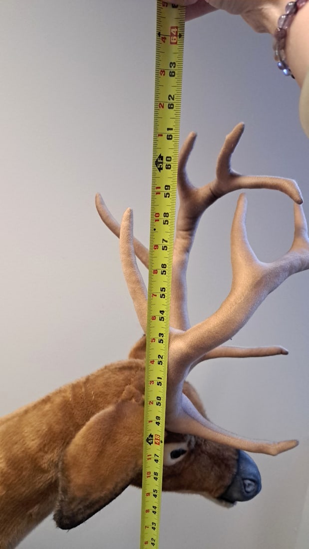 Hansa Toy International Large Plush Reindeer Caribou Standing Deer With Antlers 64 In - 3
