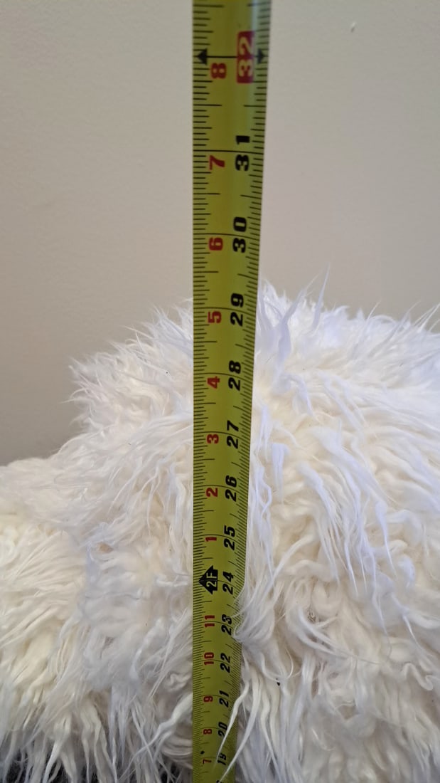 Large Shaggy White/gray Plush Dog Stuffed Animal, Approx. 40" Long - 3