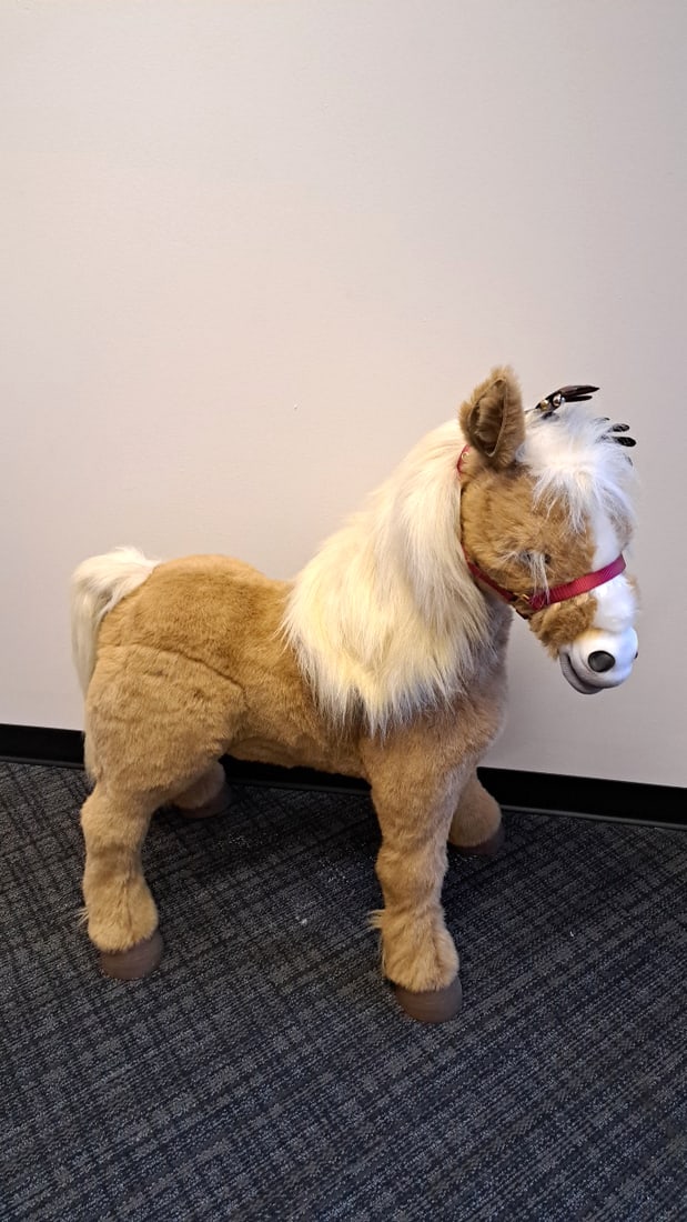 Furreal Friends Interactive Plush Pony Horse Tan White Mane Red Halter Battery Operated: Missing an ear. 36 x 34 x 13 18 lb we have gained a lot of experience shipping dolls from our previous auction. We offer in-house shipping. The shipping price shown in the listing is the liveshipping 