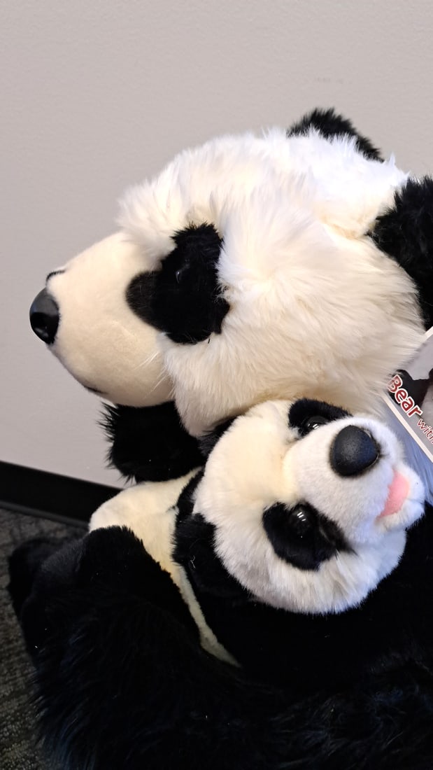 Costco Bear With Cub Panda Plush Stuffed Animal 32" Black White Itm 473514 - 6