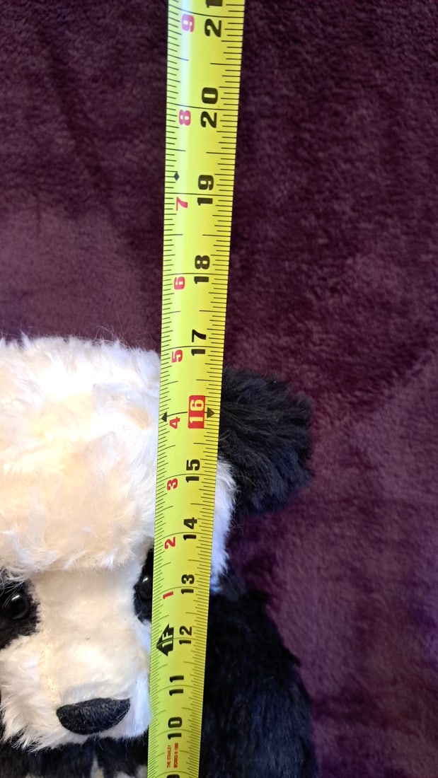Mary Holstad & Friends Handmade Collectible Panda Bear Plush 16" Black White Red Bow - 3