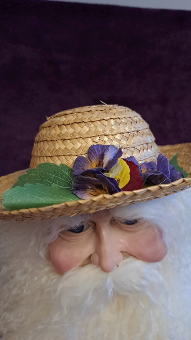 29" Bearded Garden Gnome Farmer Doll Figurine With Straw Hat And Wooden Rake - 7